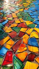 An artistic interpretation of solar panels in the form of a colorful mosaic   AI generated illustration