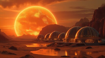 space colony. Created with generative AI.	