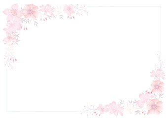 Vector Watercolor Rectangle Floral Frame Isolated On A White Background. 