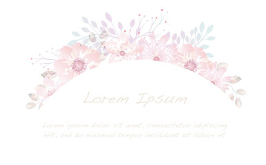 Vector Watercolor Floral Arch Background With Text Space Isolated On A White Background. 
