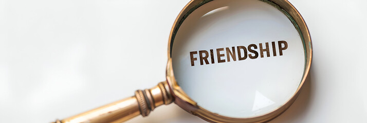A Magnifying Glass Examining the Word FRIENDSHIP With Copy Space