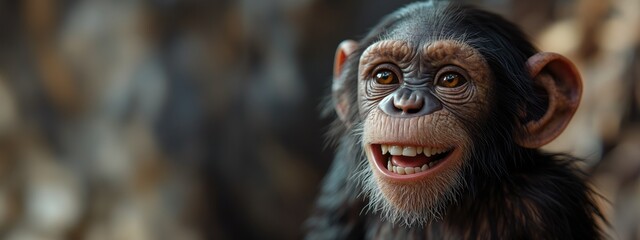 Portrait of a young baby chimpanzee. Created with generative AI.