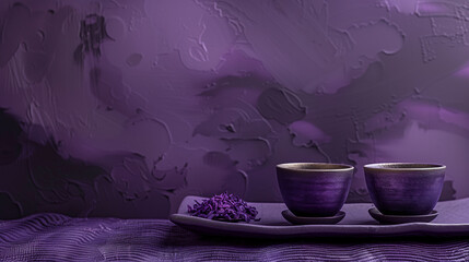 Zen Tea on violet background. The Calming Brew.