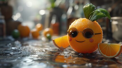 Cute happy smiling orange character. Created with Generative AI.