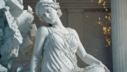 Naklejka premium Angel and Person Statues in Cemetery