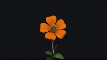 Vibrant Orange Flower Blossom on Black Background