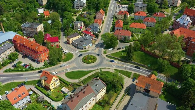Roundabout Klodzko Rondo Aerial View Poland