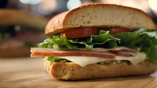 sandwich with ham and vegetables