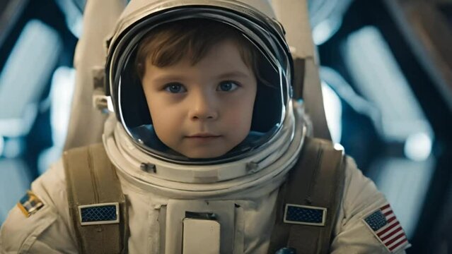 Little boy wearing an astronaut suit