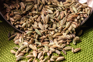 Close-Up of Fennel Seeds Creating a Rich and Intriguing Background, Perfect for Culinary Concepts and Herbal Themes