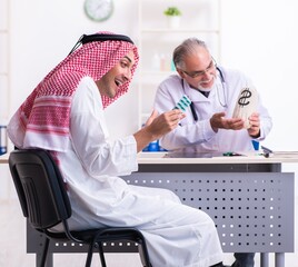 Young male arab visiting experienced male doctor - 782622151