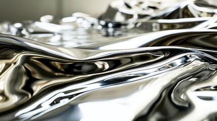 Close-up of shiny metal with multiple folds
