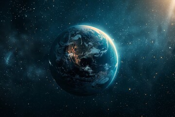 Obraz na płótnie Canvas Futuristic technology. stars and planets around the globe earth, advanced technological concept
