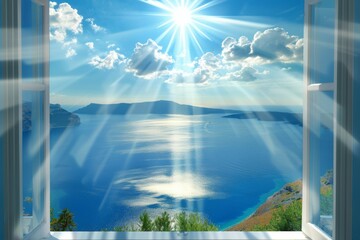 A beautiful view of a lake with the sun shining on the water