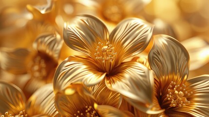 Luxurious gold flowers wallpaper background adds elegance, Ai Generated.