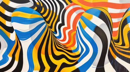 Fototapeta na wymiar OP Art bursts with bold colors, captivating with optical illusion, Ai Generated.