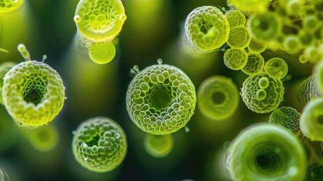 Macro image reveals microscopic spores in stunning detail, Ai Generated.