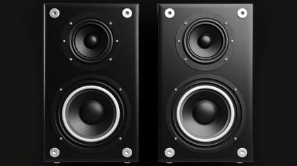 two speakers stand on a black background with free space. Ai Generated.