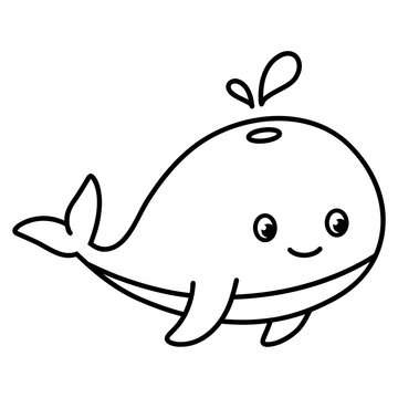whale animal icon coloring book