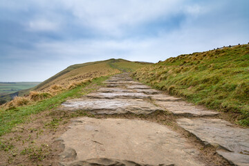 Stone footpath on the The Great Ridge hill in the English Peak District - 782634142