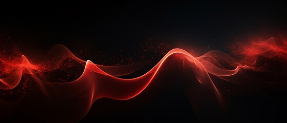 Red particle waves on solid black background