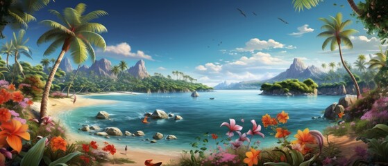 Fototapeta na wymiar Tropical background illustration