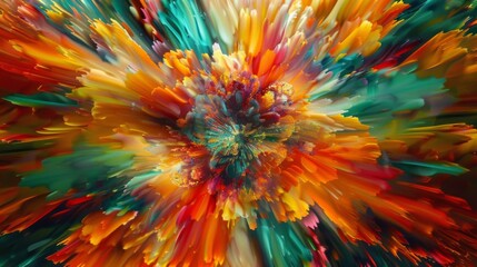 A kaleidoscope of hues colliding and blending in an explosion of visual energy.