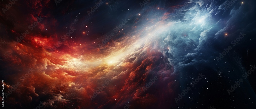 Wall mural outer space, an exploding nebula, galaxies twinkling in the background