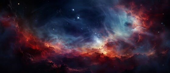 vibrant outer space, an exploding nebula, galaxies twinkling in the background - obrazy, fototapety, plakaty