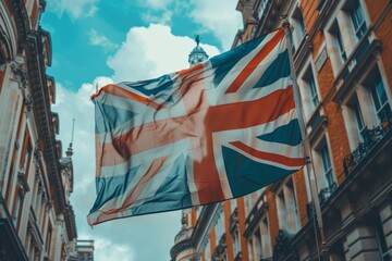 The United Kingdom flag fluttering in the wind.

 - obrazy, fototapety, plakaty