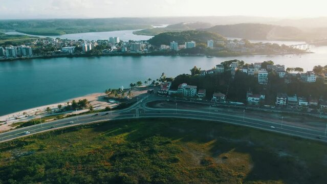 Vista a&eacute;rea Ba&iacute;a do Pontal Ilheus Bahia Brasil