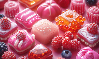 delicious background candy food illustration tasty sugary, colorful dessert. Generative Ai