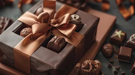 Fotobehang A gourmet gift box designed to resemble a fine chocolate box © 220 AI Studio