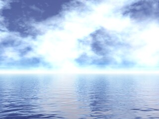 幻想的な海と夏雲
