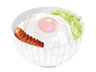 目玉焼き丼（ウインナー、キャベツ付き）