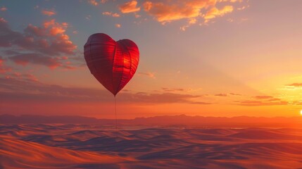 A heart-shaped balloon floats gracefully in the sky, soaring through the clouds with a delicate and whimsical presence. - 782648574