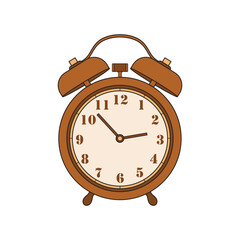 Kids drawing cartoon Vector illustration retro alarm clock icon Isolated on White