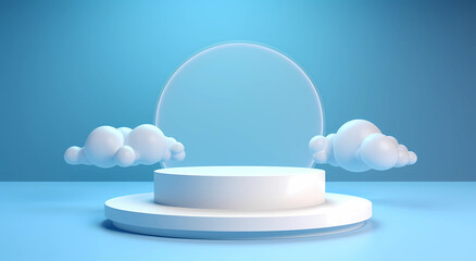 3d podium in the clouds