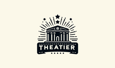 Theatre logo concept - vector illustration. Theatre, museum : stage, mask, curtain. Modern labels of theatre. Emblems and logos of theatre. Vector illustration