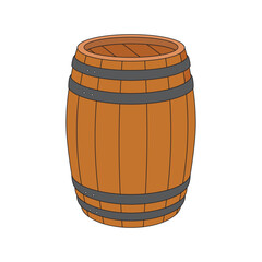 Kids drawing cartoon Vector illustration wooden barrel icon Isolated on White