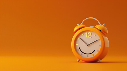 Orange alarm clock against background - obrazy, fototapety, plakaty