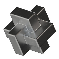 Metal Geometric Abstract 3D Object Steel Shape Textured 