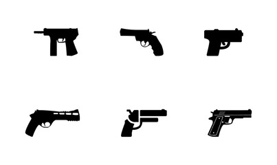 Pistola Vectors Icons Set - obrazy, fototapety, plakaty