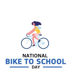 national bike to school day celebration. flat design. flyer design.flat illustration.