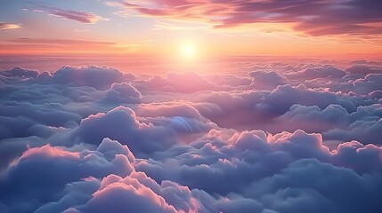 A beautiful sunrise above the clouds, symbolizing hope and new beginnings. For Design, Background, Cover, Poster, Banner, PPT, KV design, Wallpaper, news - obrazy, fototapety, plakaty