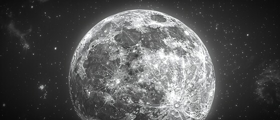 Full moon, close up, clear night, sharp details, mystical allure