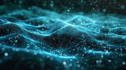 Abstract dot green wave gradient texture technology background, data tunnel background