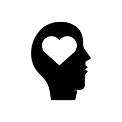 head heart icon.  brain process icons simple black trendy style illustration on white background..eps