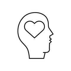 head heart icon.  brain process icons simple flat liner illustration on white background..eps