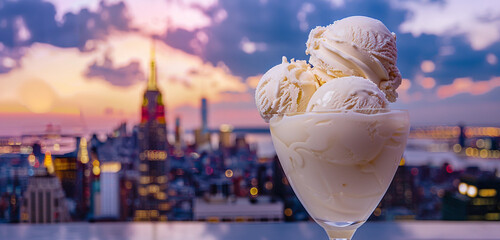 Treat yourself to the ultimate summer indulgence with an ice cream cocktail against the backdrop of a vibrant city skyline, where each sip brings a taste of cool refreshment and metropolitan sophistic